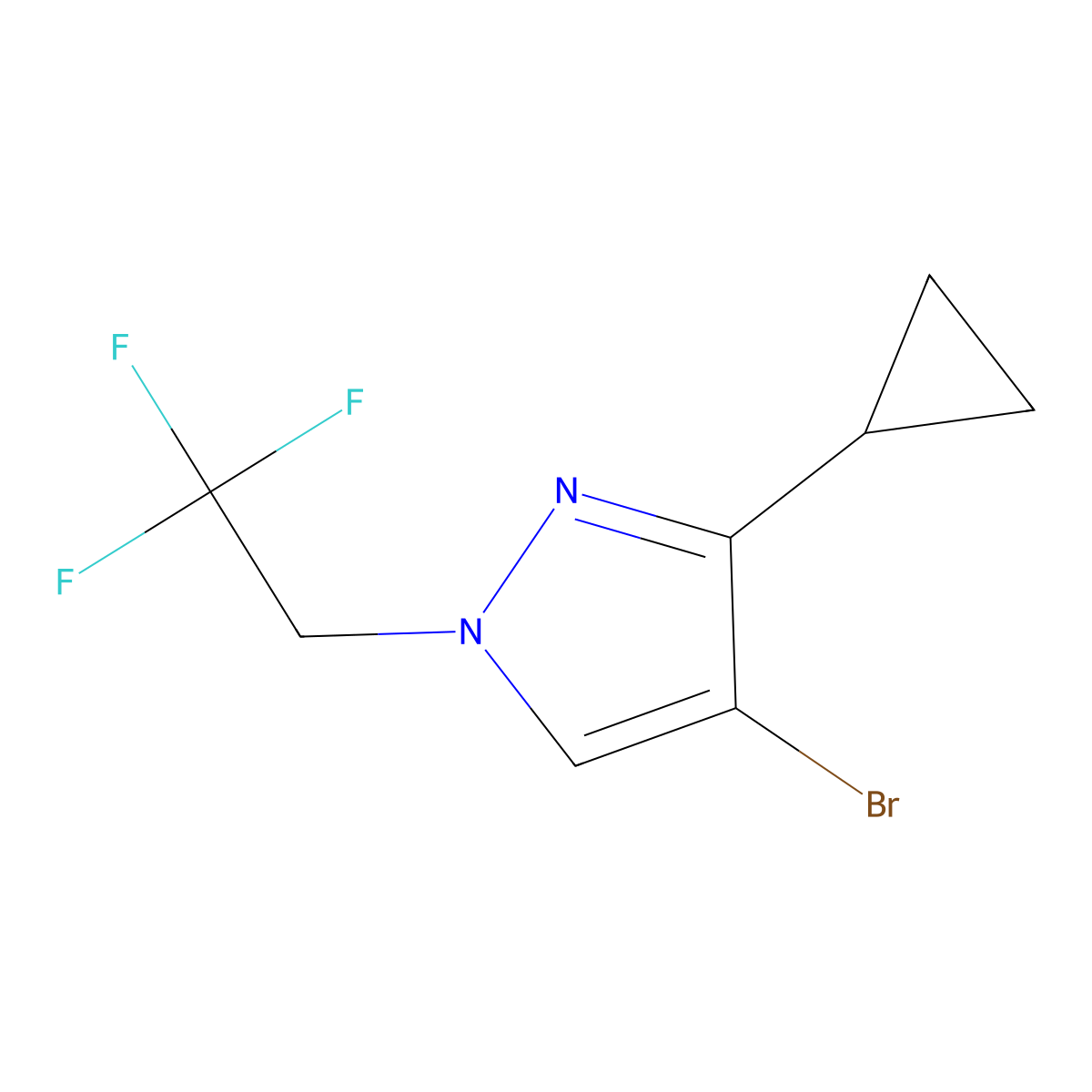 4-bromo-3-cyclopropyl-1-(2,2,2-trifluoroethyl)-1H-pyrazole molecular structure, CAS 2379945-15-8