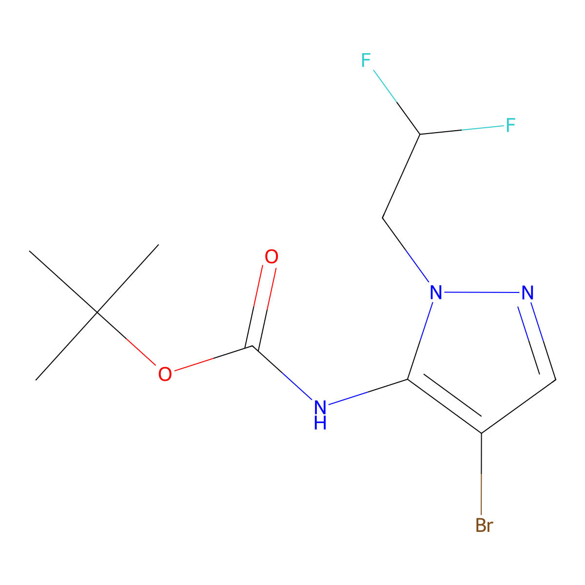 tert-butyl N-[4-bromo-1-(2,2-difluoroethyl)-1H-pyrazol-5-yl]carbamate molecular structure, CAS 2379945-17-0