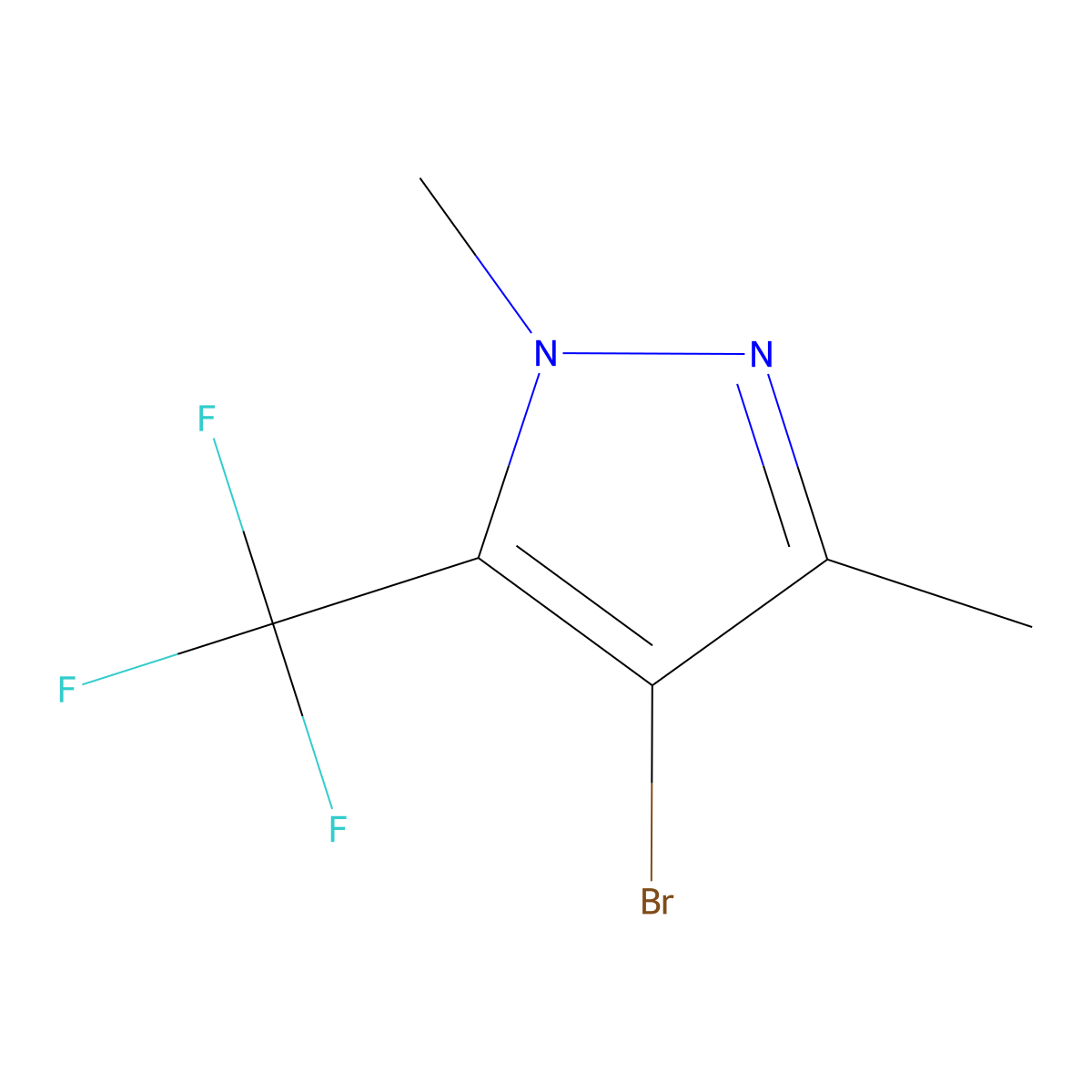 4-Bromo-1,3-dimethyl-5-(trifluoromethyl)-1H-pyrazole molecular structure, CAS 2379945-20-5