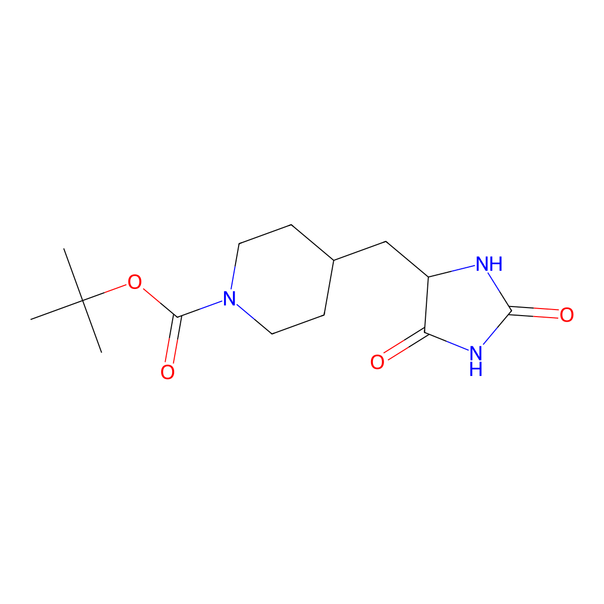 Tert-butyl 4-[(2,5-dioxoimidazolidin-4-yl)methyl]piperidine-1-carboxylate molecular structure, CAS 2379945-28-3