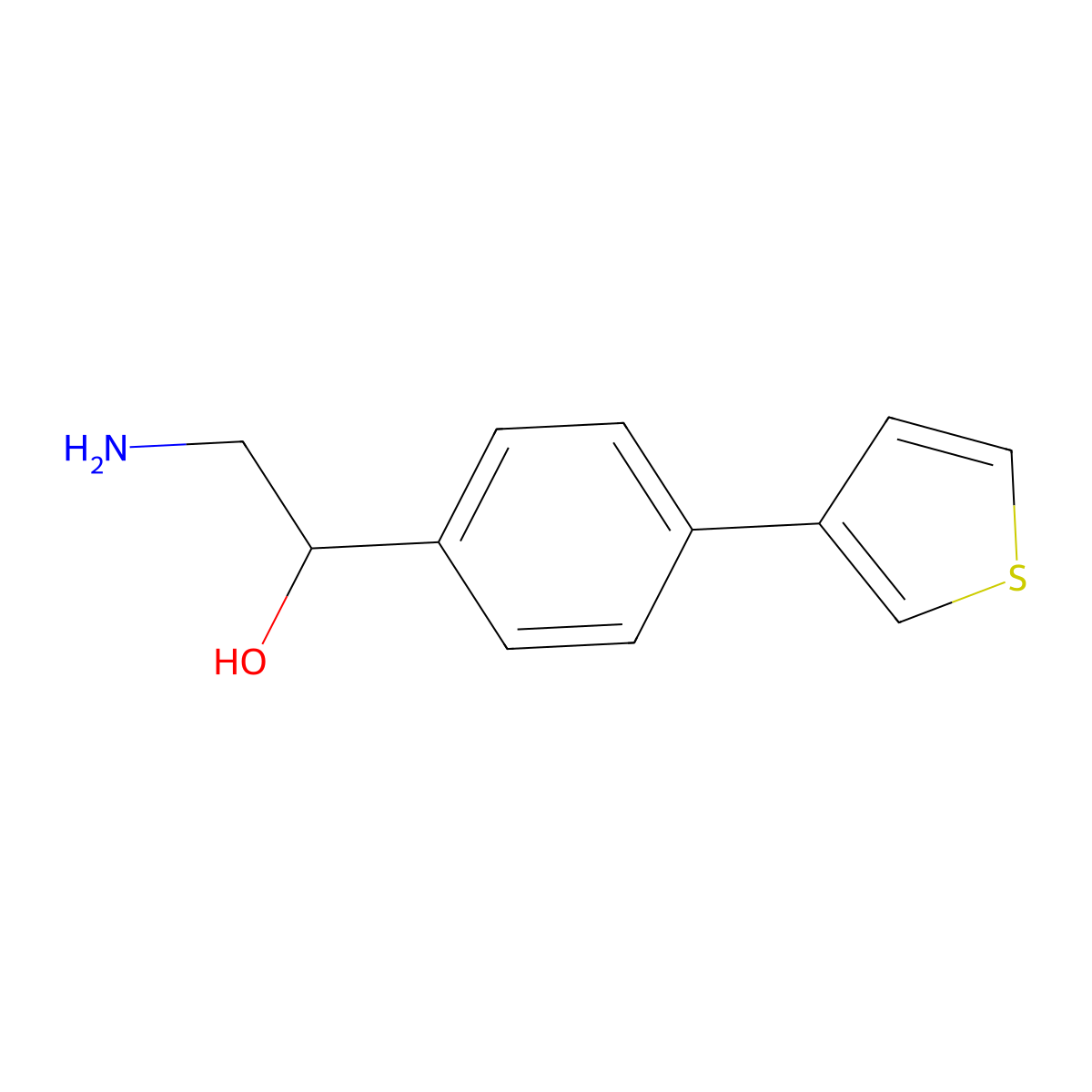 2-Amino-1-[4-(thiophen-3-yl)phenyl]ethan-1-ol molecular structure, CAS 2379945-41-0