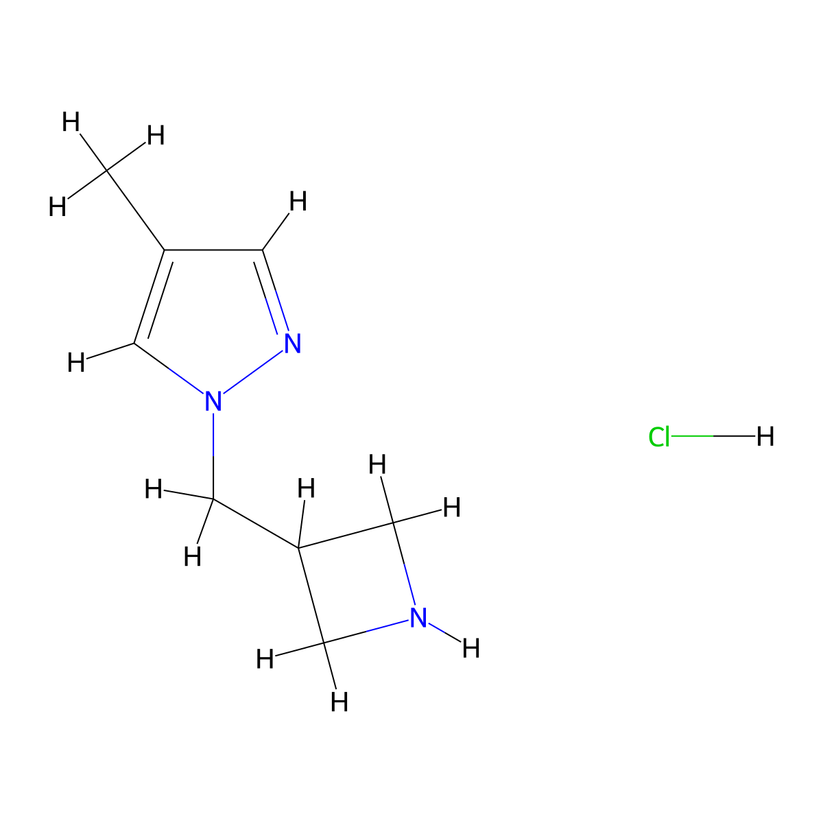 1-[(azetidin-3-yl)methyl]-4-methyl-1H-pyrazole hydrochloride molecular structure, CAS 2379945-50-1
