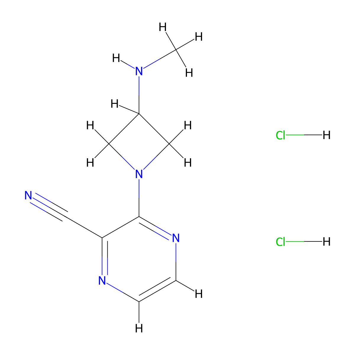 3-[3-(Methylamino)azetidin-1-yl]pyrazine-2-carbonitrile dihydrochloride molecular structure, CAS 2379945-61-4