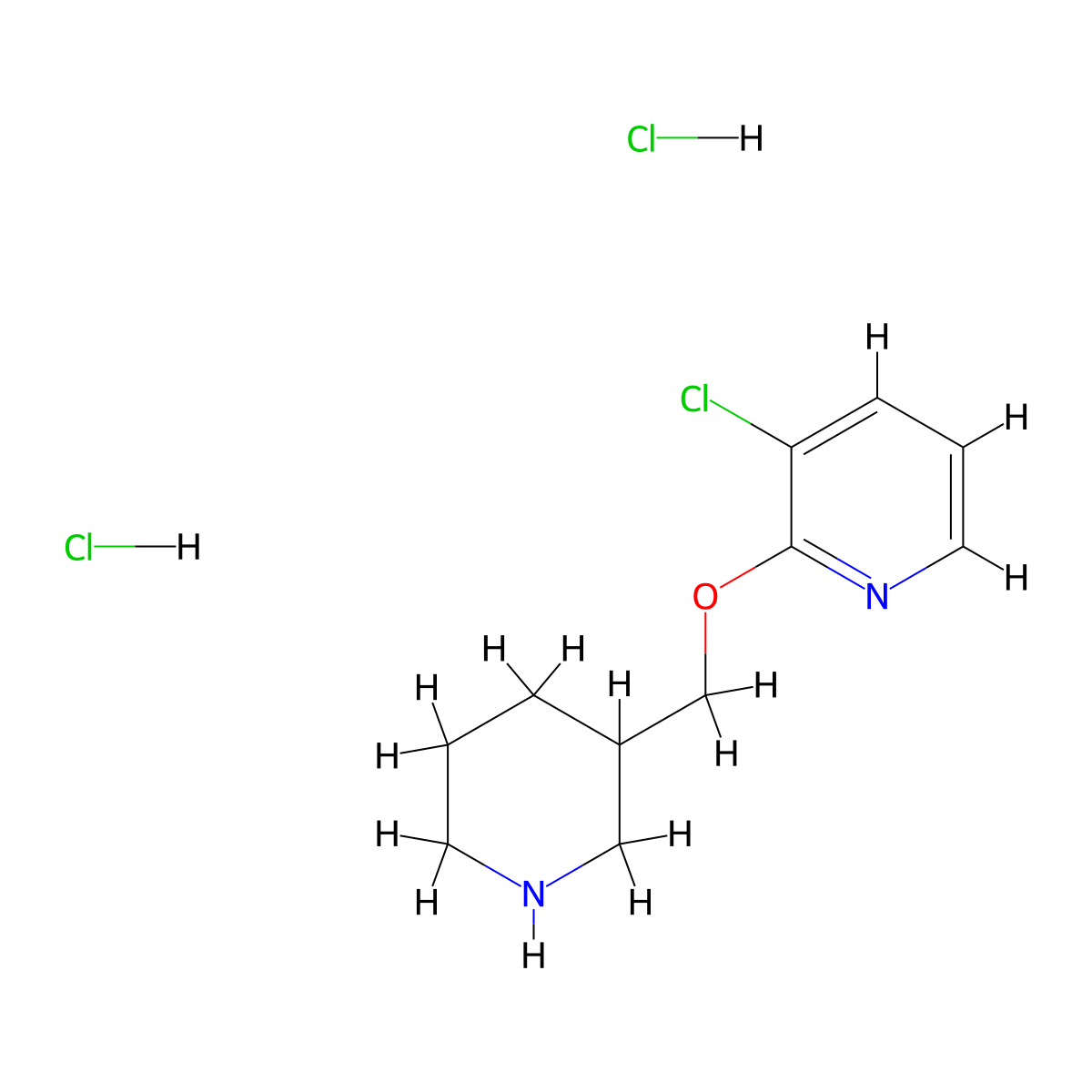 3-Chloro-2-[(piperidin-3-yl)methoxy]pyridine dihydrochloride molecular structure, CAS 2379945-66-9
