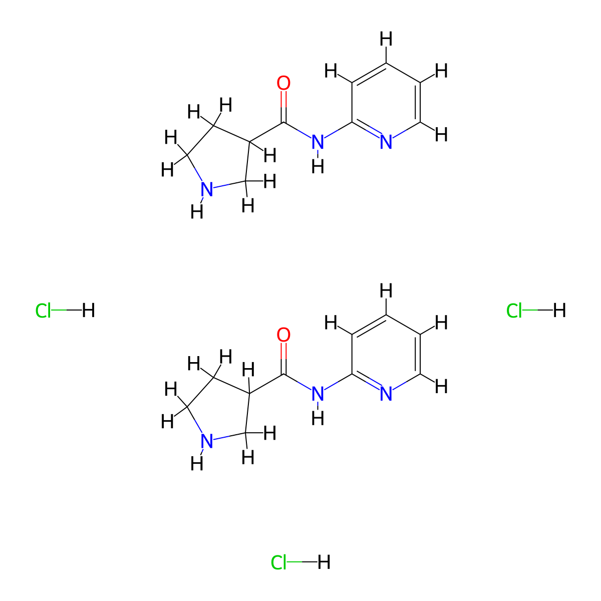 bis(N-(pyridin-2-yl)pyrrolidine-3-carboxamide) trihydrochloride molecular structure, CAS 2379945-77-2