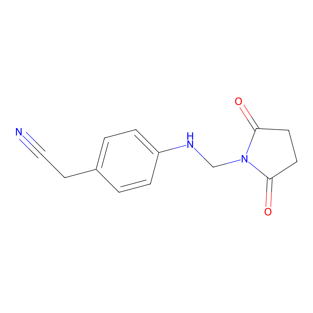 2-(4-{[(2,5-Dioxopyrrolidin-1-yl)methyl]amino}phenyl)acetonitrile molecular structure, CAS 2379945-88-5