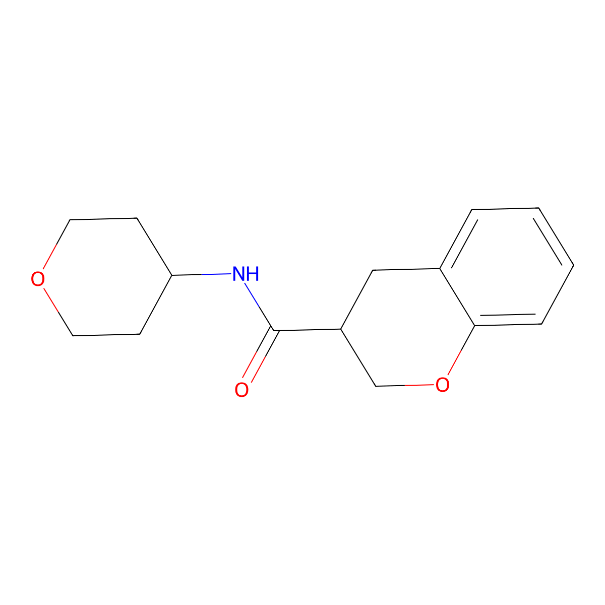 N-(oxan-4-yl)-3,4-dihydro-2H-1-benzopyran-3-carboxamide molecular structure, CAS 2379946-15-1