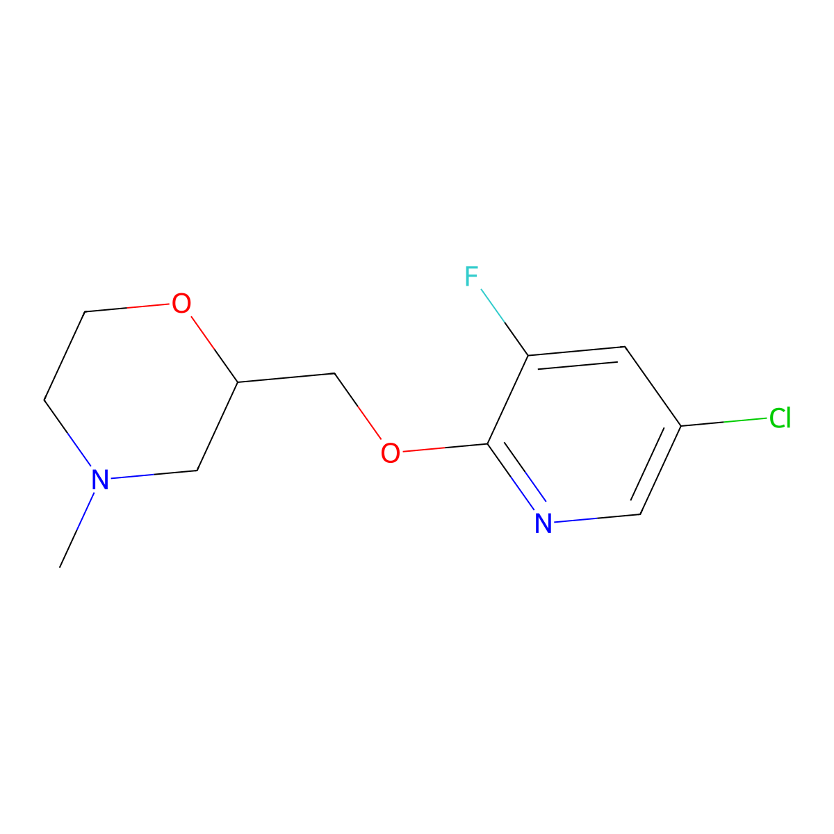 2-{[(5-Chloro-3-fluoropyridin-2-yl)oxy]methyl}-4-methylmorpholine molecular structure, CAS 2379946-19-5