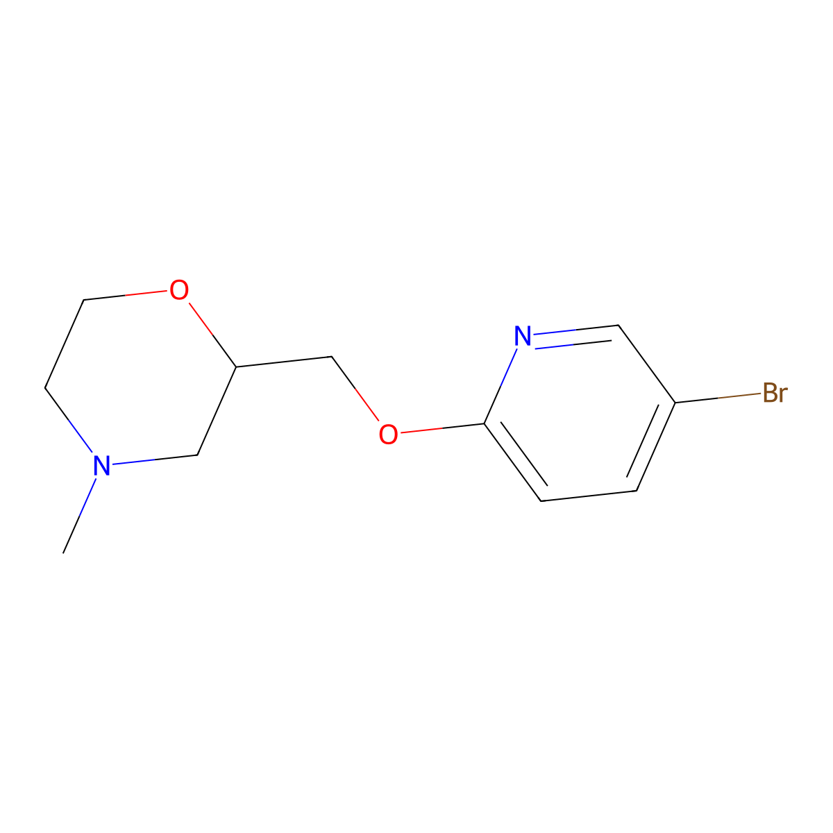 2-{[(5-Bromopyridin-2-yl)oxy]methyl}-4-methylmorpholine molecular structure, CAS 2379946-21-9