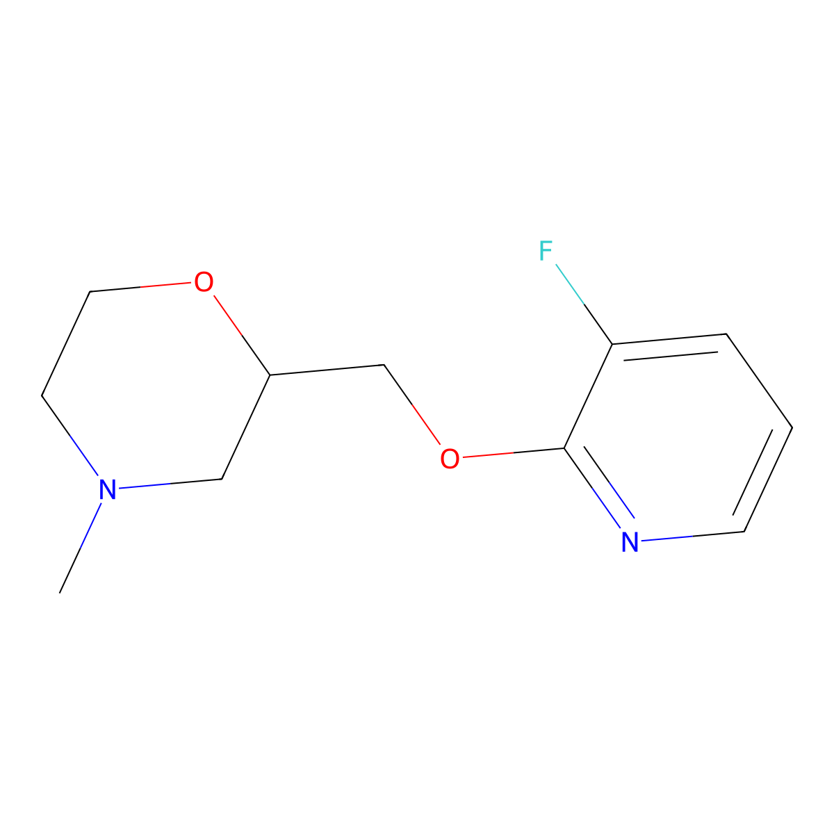 2-{[(3-Fluoropyridin-2-yl)oxy]methyl}-4-methylmorpholine molecular structure, CAS 2379946-23-1