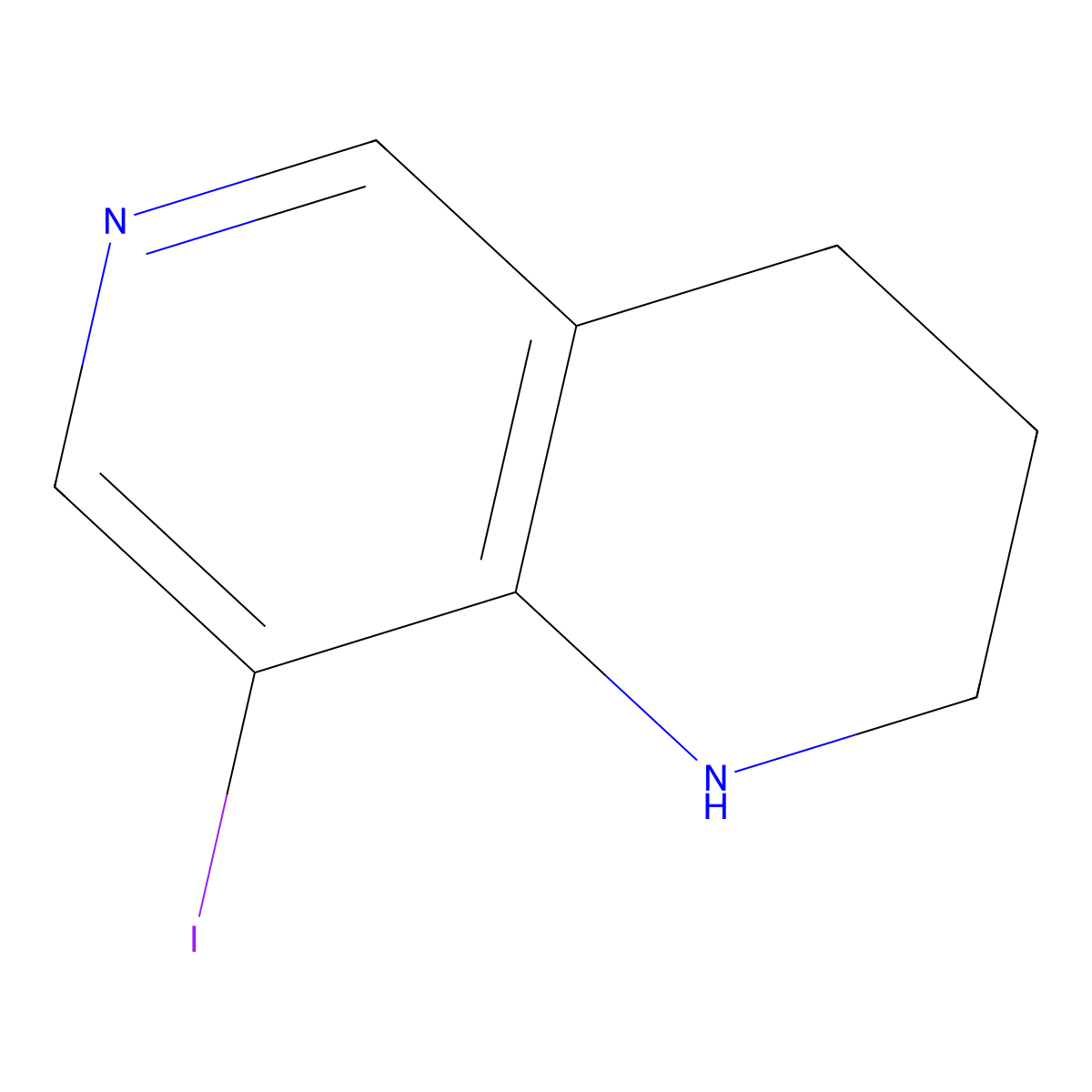 8-Iodo-1,2,3,4-tetrahydro-1,6-naphthyridine molecular structure, CAS 2379946-25-3