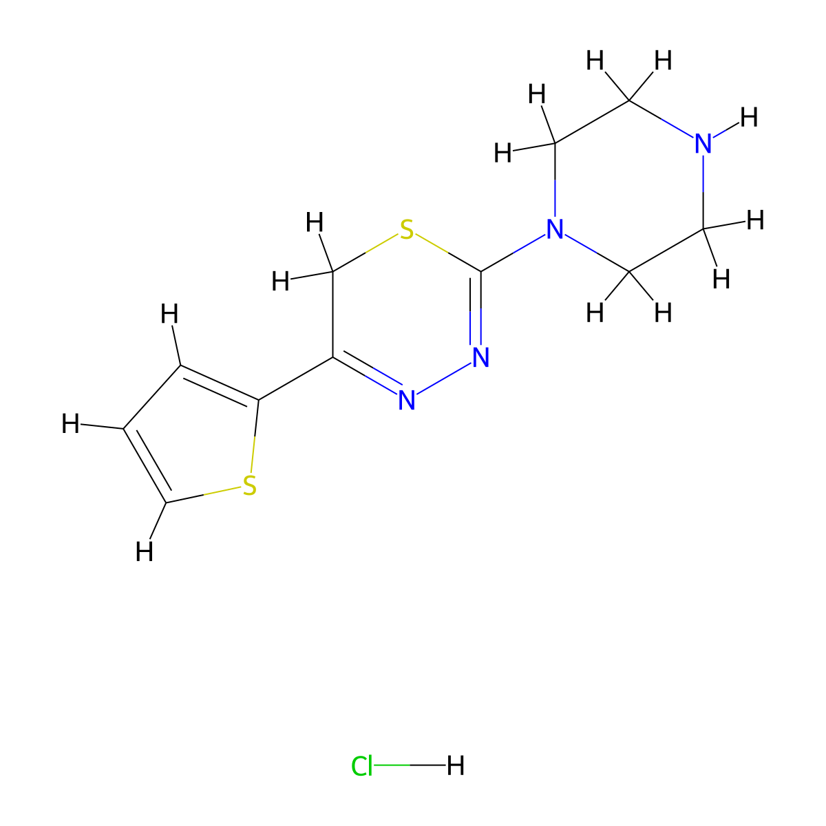 2-(Piperazin-1-yl)-5-(thiophen-2-yl)-6H-1,3,4-thiadiazine hydrochloride molecular structure, CAS 2379946-32-2