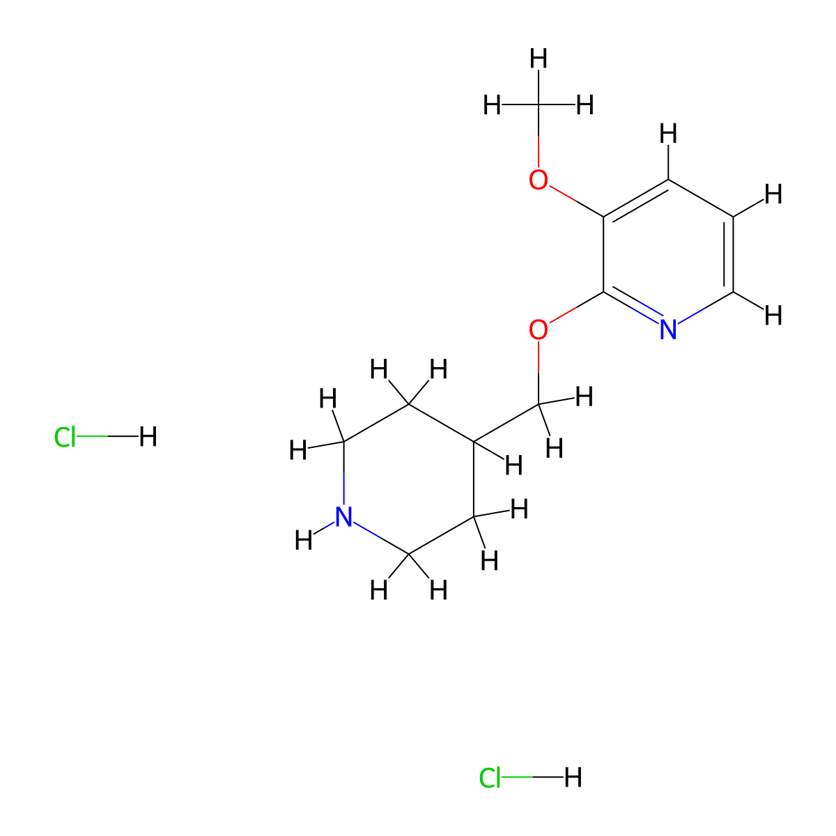 3-Methoxy-2-[(piperidin-4-yl)methoxy]pyridine dihydrochloride molecular structure, CAS 2379946-42-4