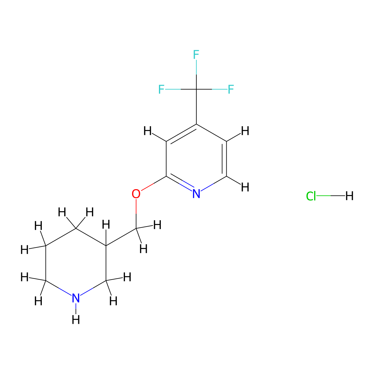 2-[(Piperidin-3-yl)methoxy]-4-(trifluoromethyl)pyridine hydrochloride molecular structure, CAS 2379946-43-5