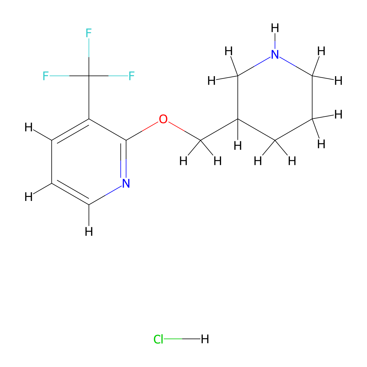 2-[(Piperidin-3-yl)methoxy]-3-(trifluoromethyl)pyridine hydrochloride molecular structure, CAS 2379946-75-3