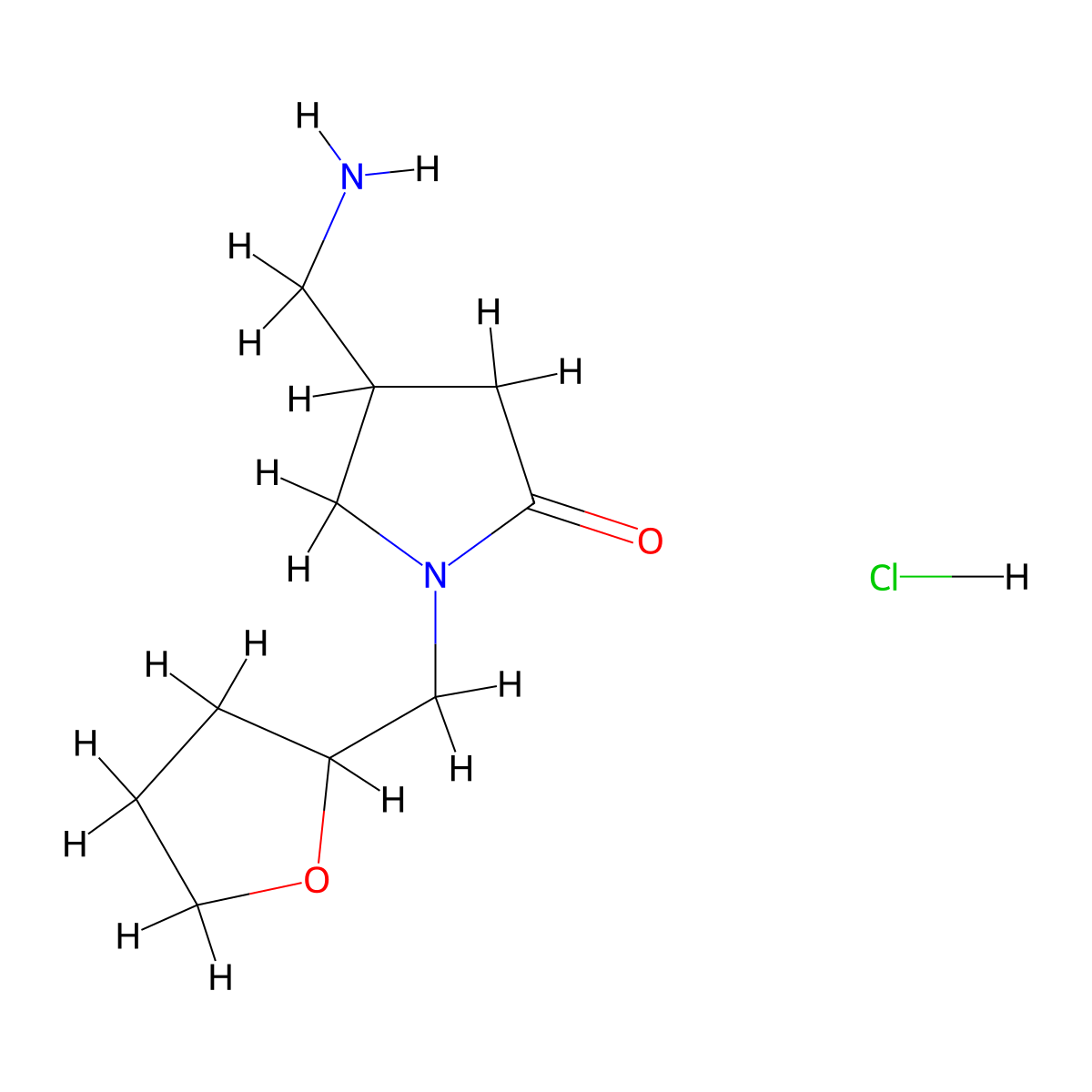 4-(Aminomethyl)-1-((tetrahydrofuran-2-yl)methyl)pyrrolidin-2-one hydrochloride molecular structure, CAS 2379946-79-7