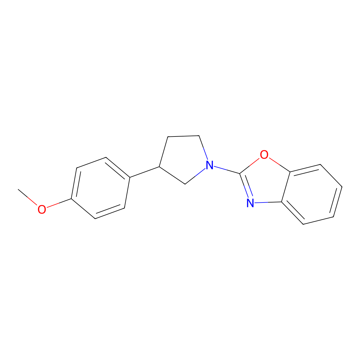 2-[3-(4-Methoxyphenyl)pyrrolidin-1-yl]-1,3-benzoxazole molecular structure, CAS 2379947-25-6