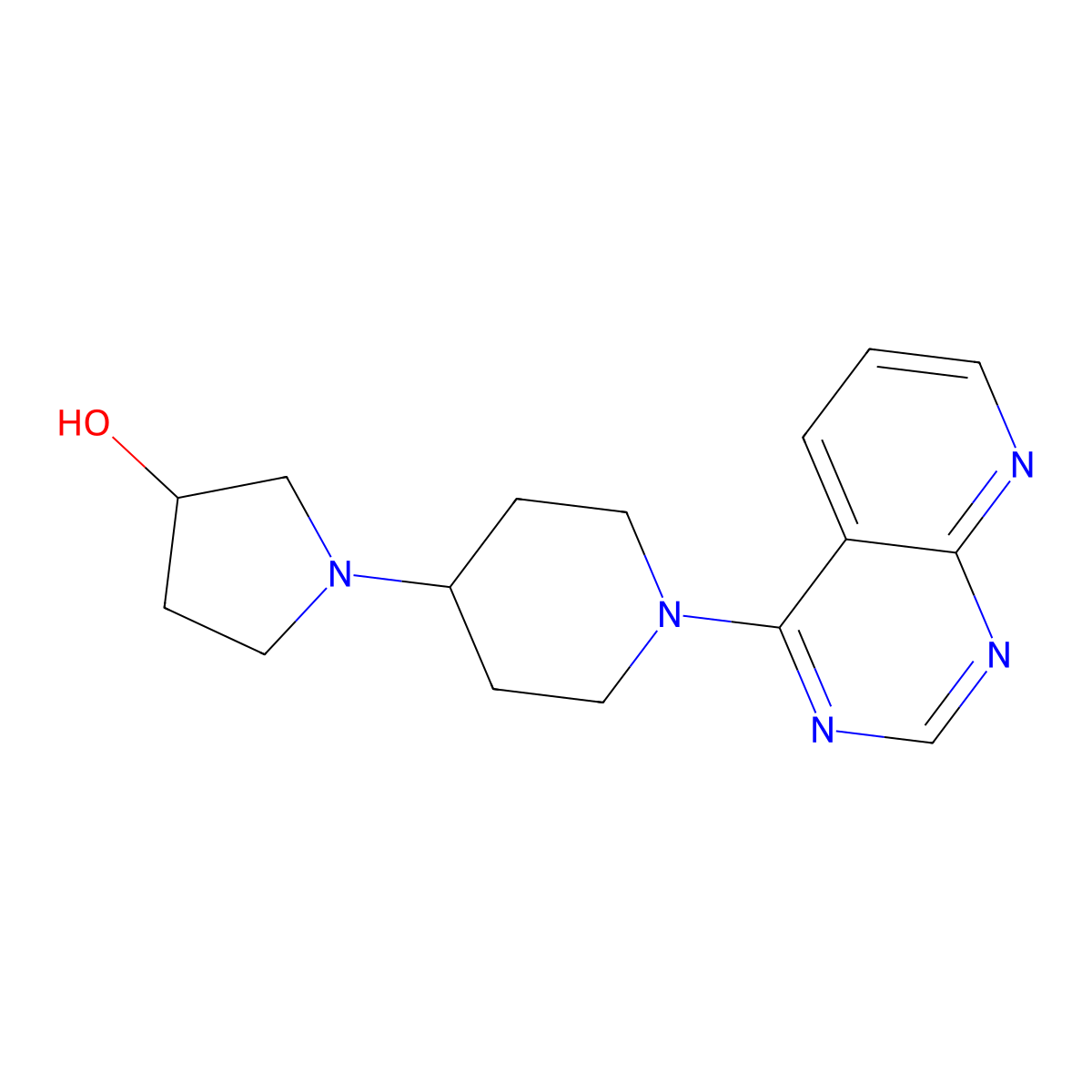 1-(1-{Pyrido[2,3-d]pyrimidin-4-yl}piperidin-4-yl)pyrrolidin-3-ol molecular structure, CAS 2379947-31-4