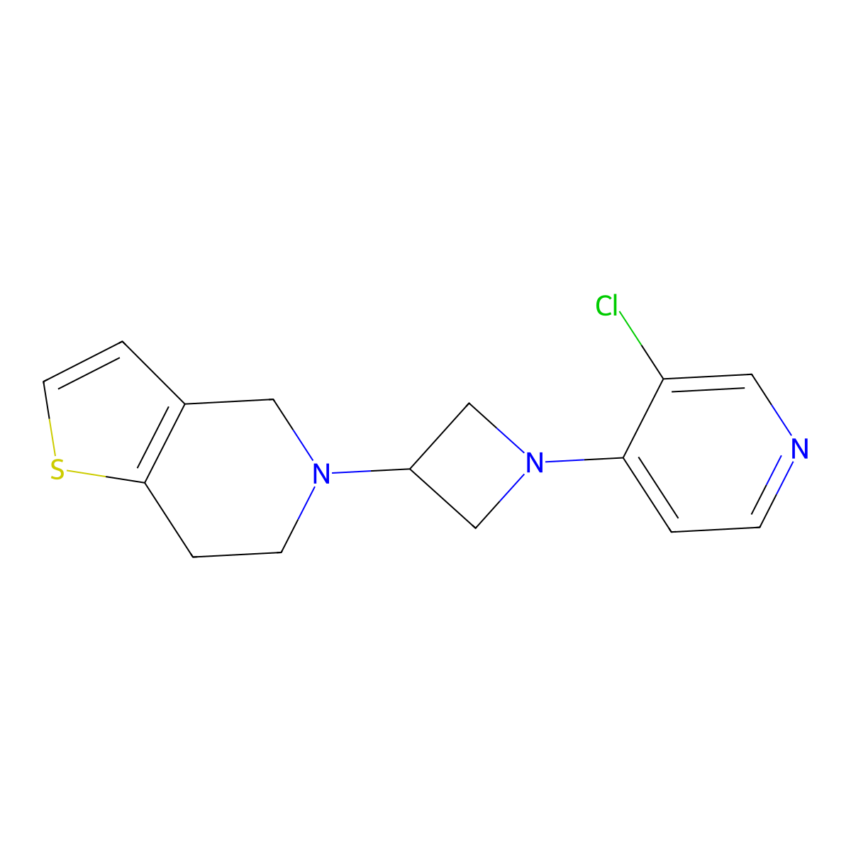 3-chloro-4-(3-{4H,5H,6H,7H-thieno[3,2-c]pyridin-5-yl}azetidin-1-yl)pyridine molecular structure, CAS 2379947-32-5