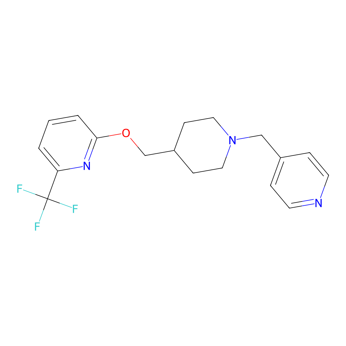 2-({1-[(Pyridin-4-yl)methyl]piperidin-4-yl}methoxy)-6-(trifluoromethyl)pyridine molecular structure, CAS 2379947-36-9