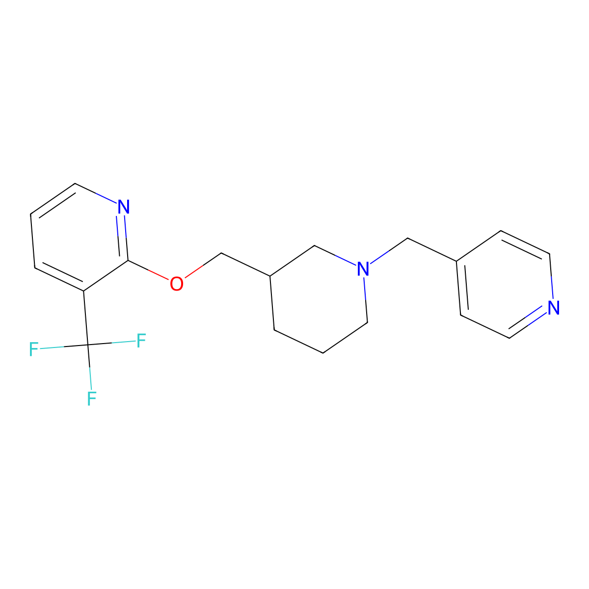 2-({1-[(Pyridin-4-yl)methyl]piperidin-3-yl}methoxy)-3-(trifluoromethyl)pyridine molecular structure, CAS 2379947-43-8