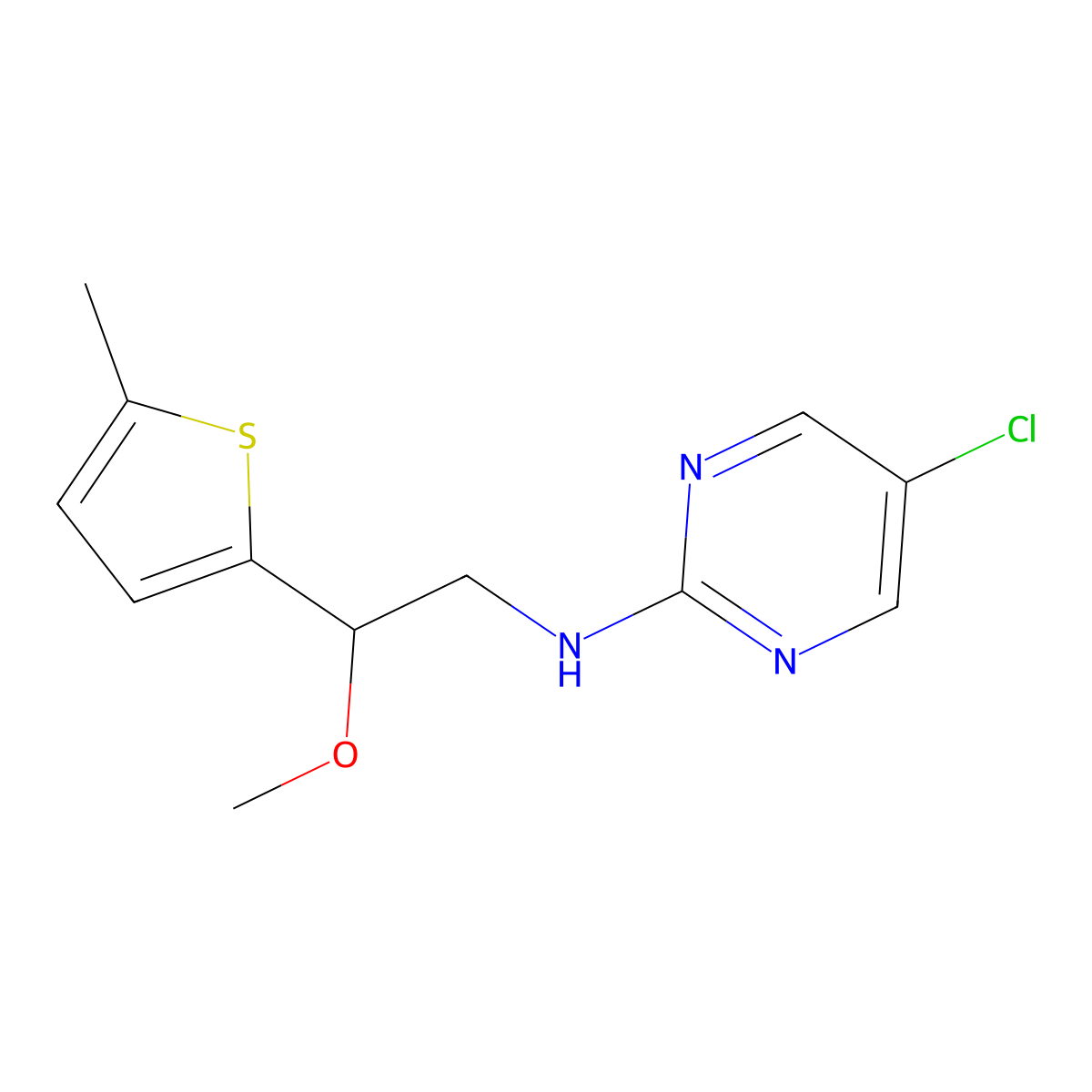 5-Chloro-N-[2-methoxy-2-(5-methylthiophen-2-yl)ethyl]pyrimidin-2-amine molecular structure, CAS 2379947-48-3