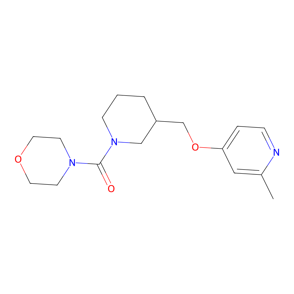 4-(3-{[(2-Methylpyridin-4-yl)oxy]methyl}piperidine-1-carbonyl)morpholine molecular structure, CAS 2379947-55-2