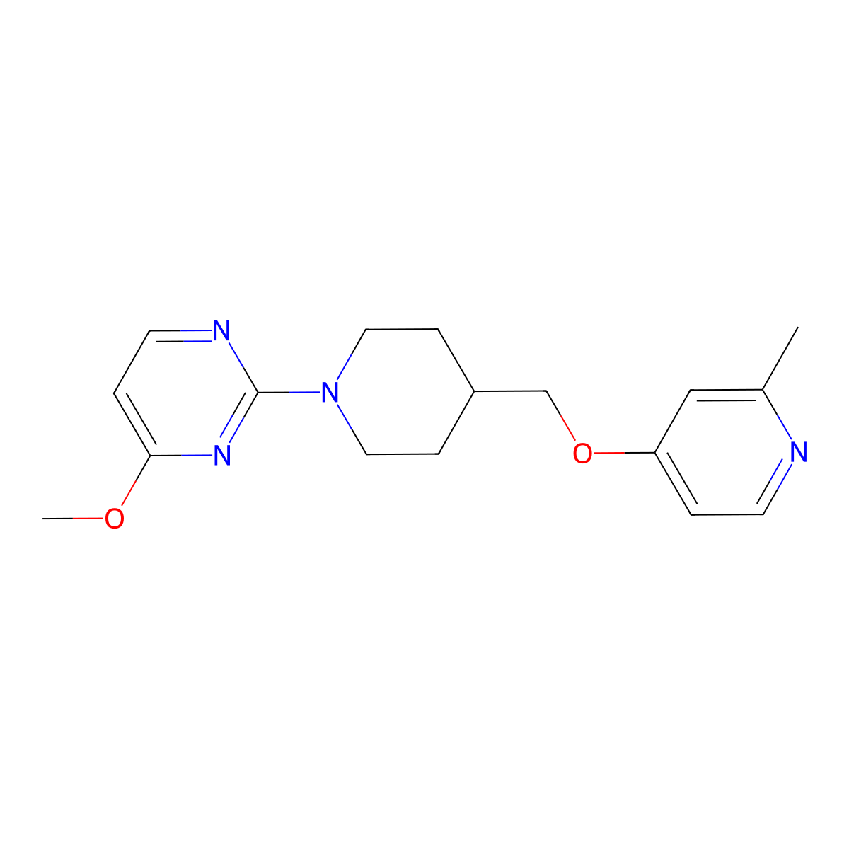 4-Methoxy-2-(4-{[(2-methylpyridin-4-yl)oxy]methyl}piperidin-1-yl)pyrimidine molecular structure, CAS 2379947-73-4