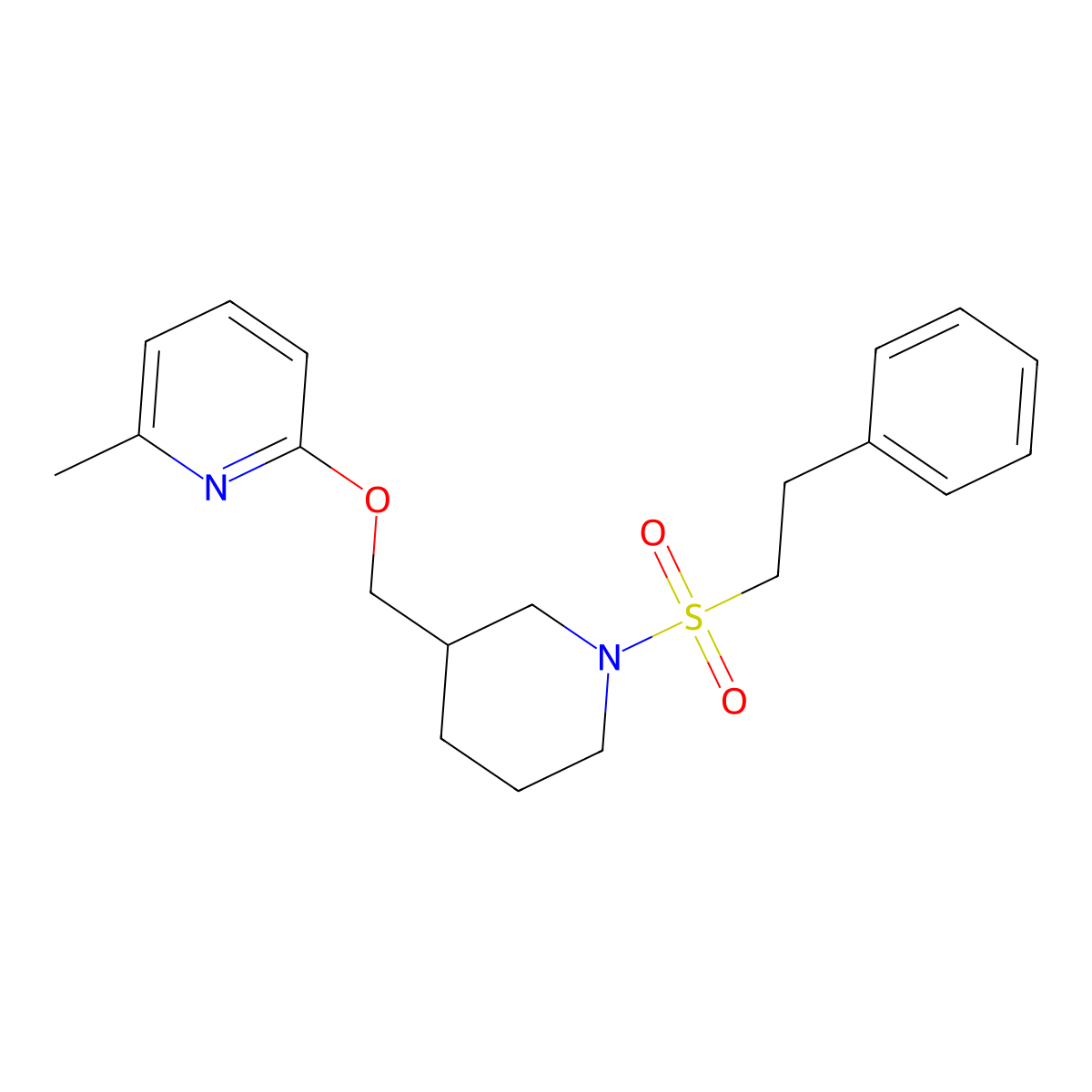 2-Methyl-6-{[1-(2-phenylethanesulfonyl)piperidin-3-yl]methoxy}pyridine molecular structure, CAS 2379947-92-7