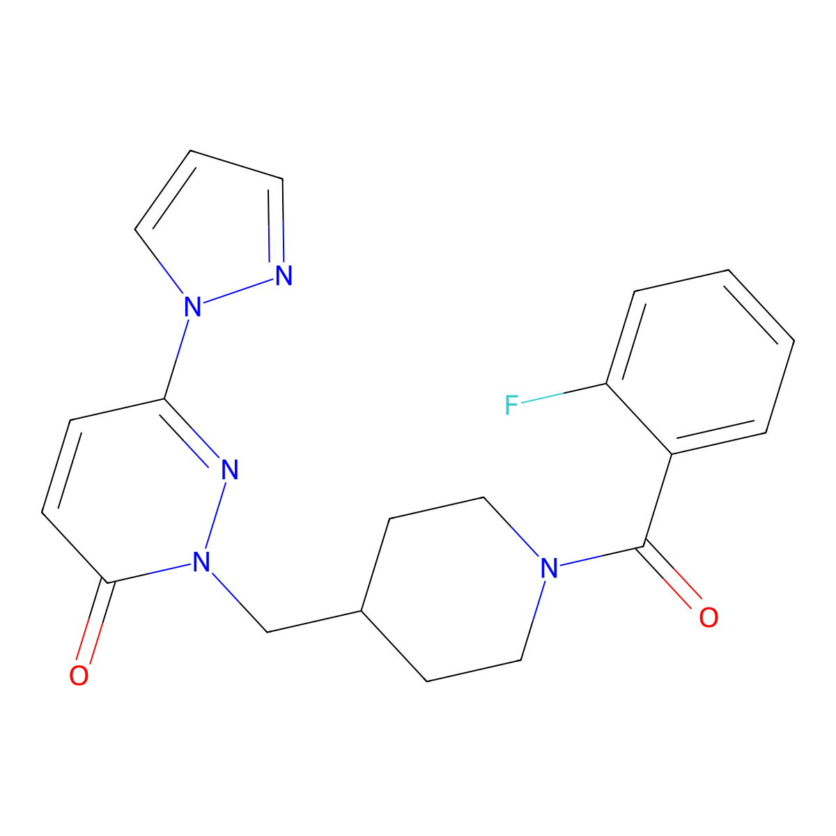 2-{[1-(2-fluorobenzoyl)piperidin-4-yl]methyl}-6-(1H-pyrazol-1-yl)-2,3-dihydropyridazin-3-one molecular structure, CAS 2379948-16-8