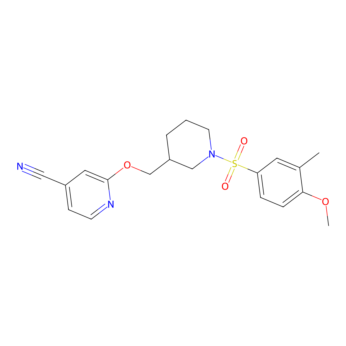 2-{[1-(4-Methoxy-3-methylbenzenesulfonyl)piperidin-3-yl]methoxy}pyridine-4-carbonitrile molecular structure, CAS 2379948-26-0