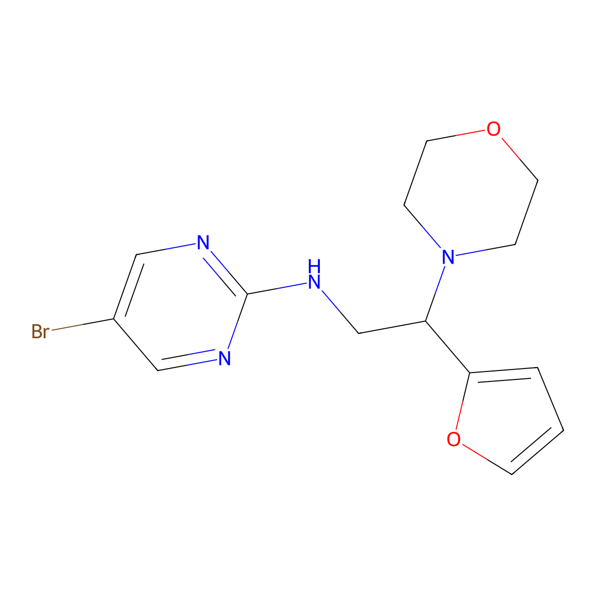 5-bromo-N-[2-(furan-2-yl)-2-(morpholin-4-yl)ethyl]pyrimidin-2-amine molecular structure, CAS 2379948-27-1