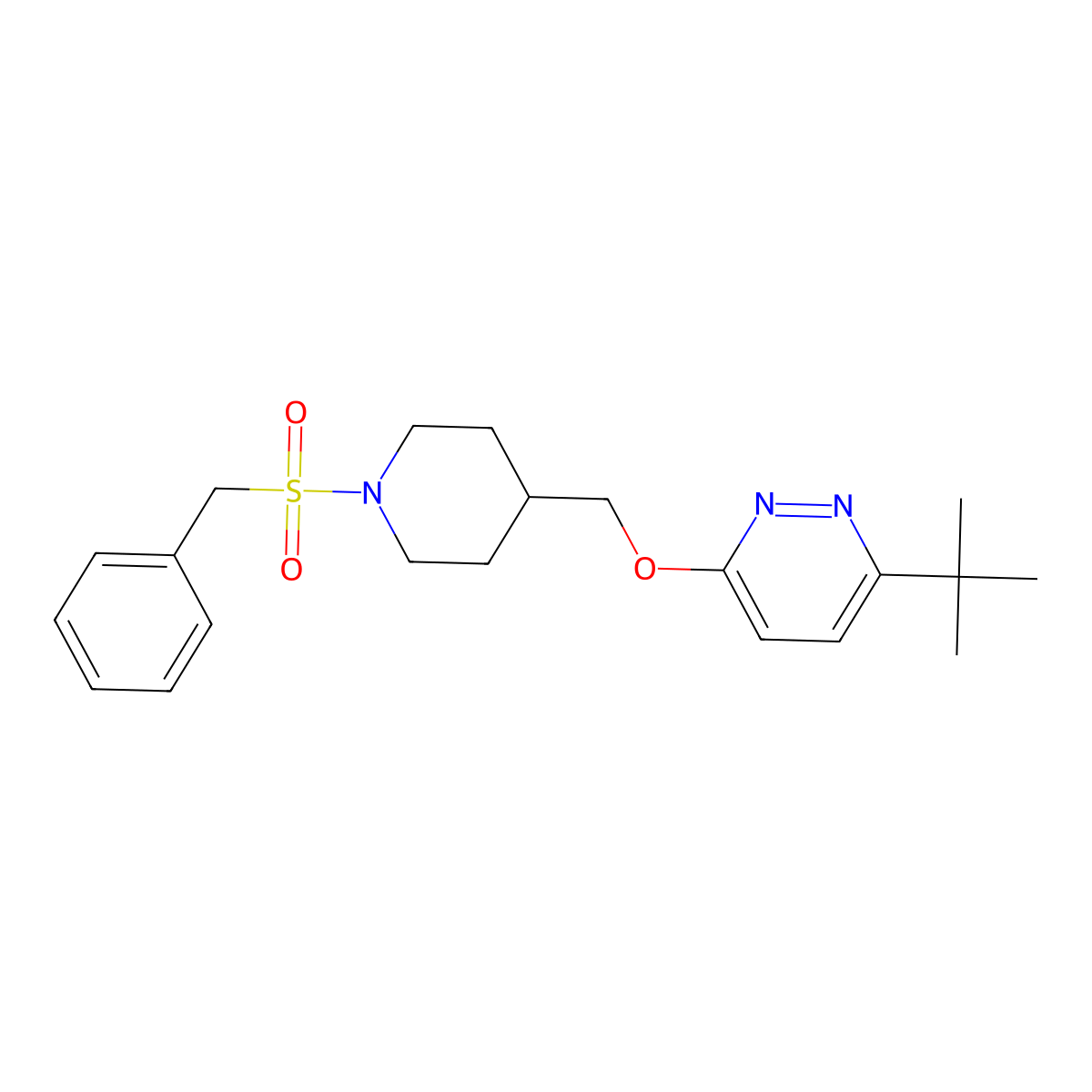 3-Tert-butyl-6-[(1-phenylmethanesulfonylpiperidin-4-yl)methoxy]pyridazine molecular structure, CAS 2379948-36-2