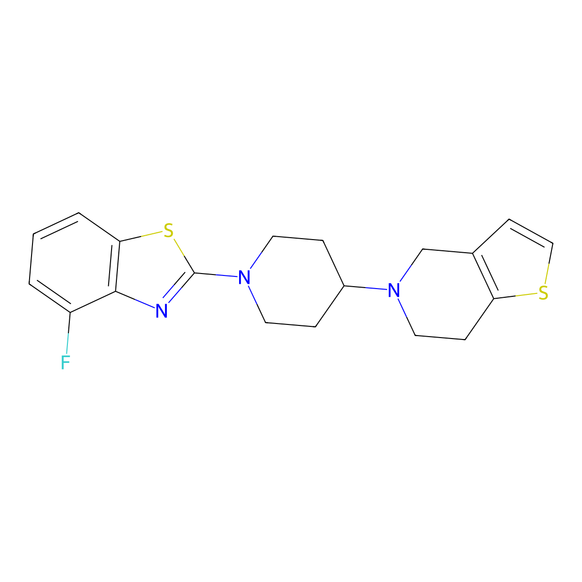 4-fluoro-2-(4-{4H,5H,6H,7H-thieno[3,2-c]pyridin-5-yl}piperidin-1-yl)-1,3-benzothiazole molecular structure, CAS 2379948-40-8
