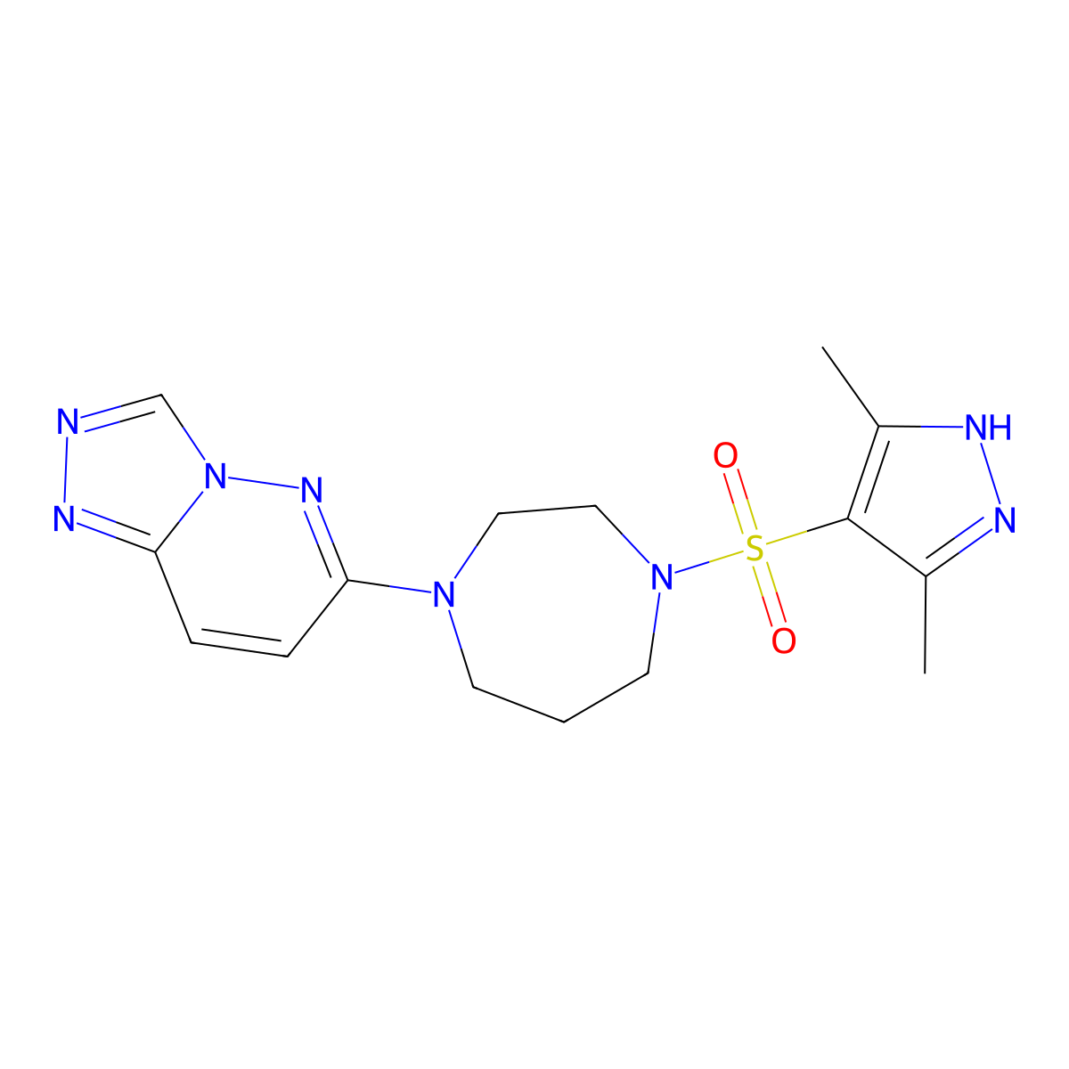 1-[(3,5-dimethyl-1H-pyrazol-4-yl)sulfonyl]-4-{[1,2,4]triazolo[4,3-b]pyridazin-6-yl}-1,4-diazepane molecular structure, CAS 2379948-64-6