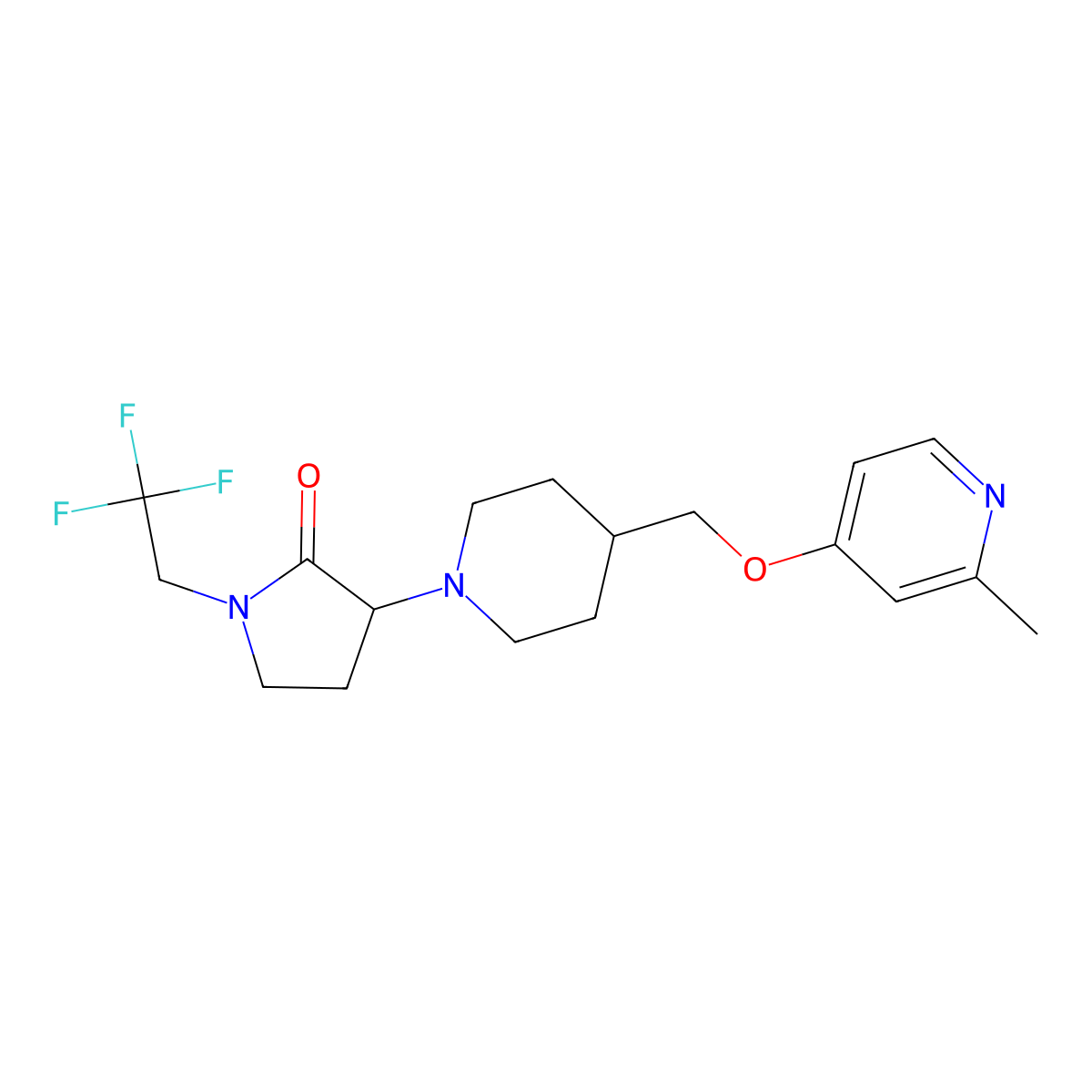 3-(4-{[(2-Methylpyridin-4-yl)oxy]methyl}piperidin-1-yl)-1-(2,2,2-trifluoroethyl)pyrrolidin-2-one molecular structure, CAS 2379948-77-1