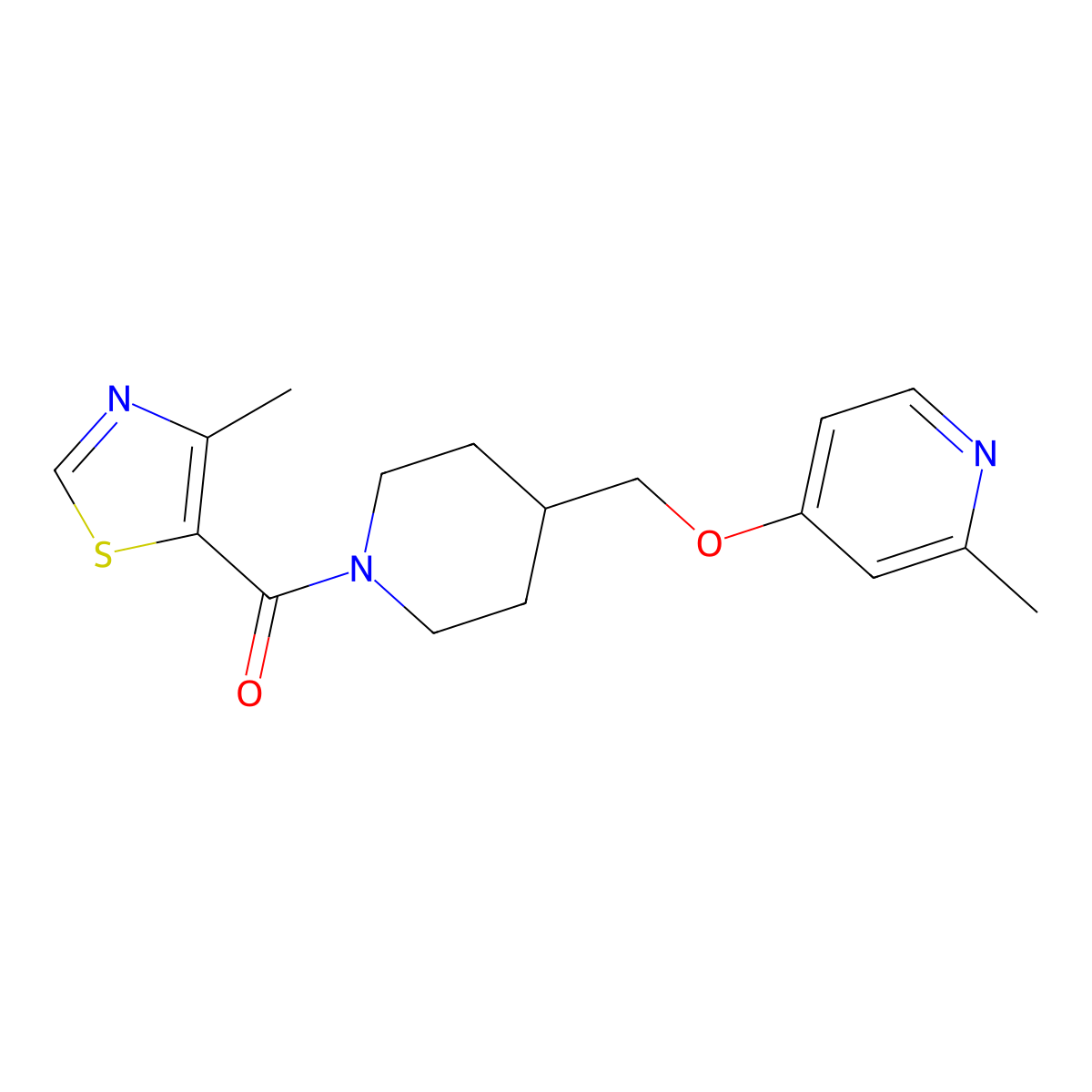 2-Methyl-4-{[1-(4-methyl-1,3-thiazole-5-carbonyl)piperidin-4-yl]methoxy}pyridine molecular structure, CAS 2379948-80-6