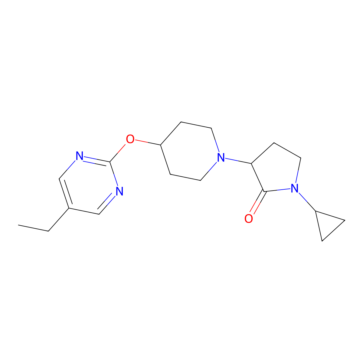 1-Cyclopropyl-3-{4-[(5-ethylpyrimidin-2-yl)oxy]piperidin-1-yl}pyrrolidin-2-one molecular structure, CAS 2379948-87-3