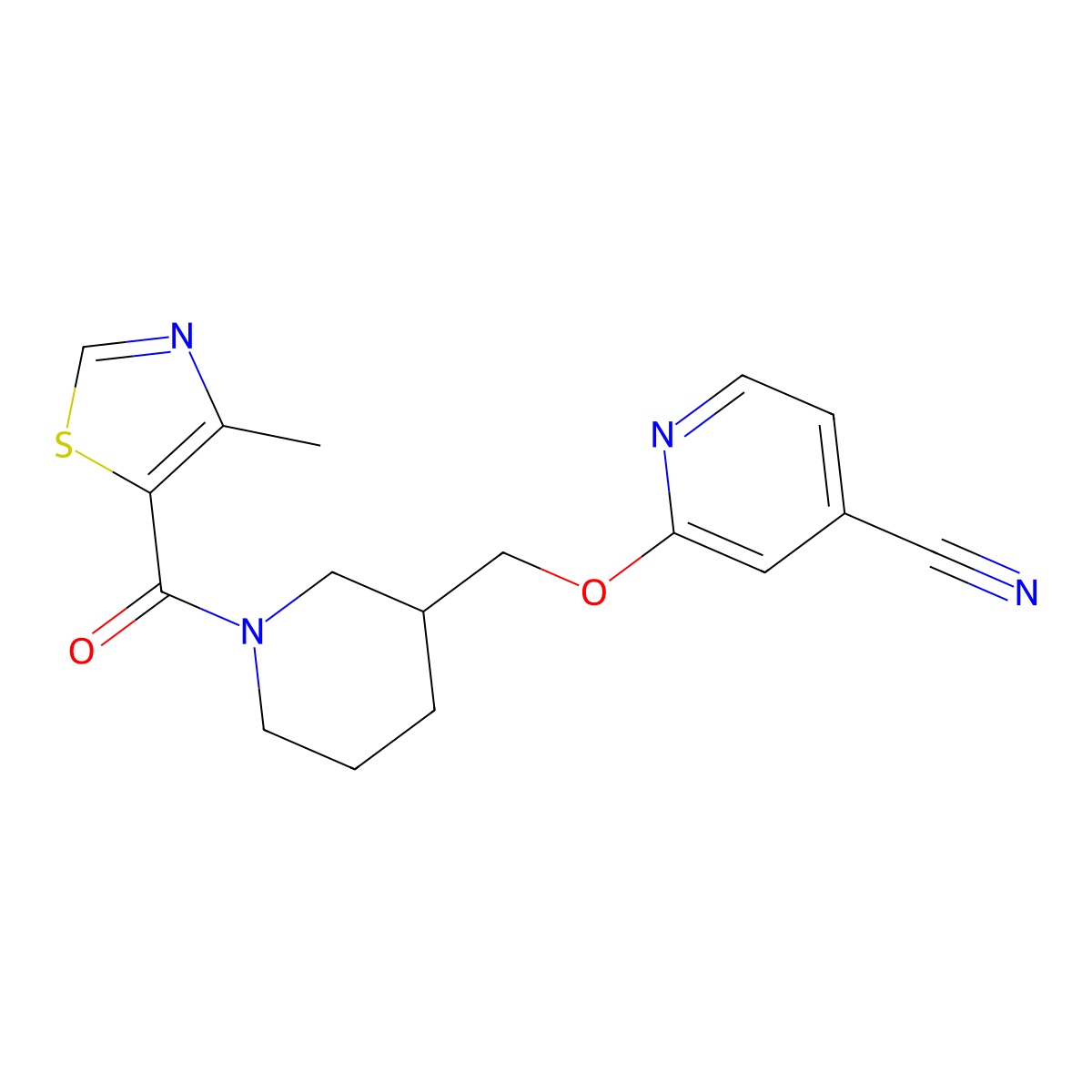 2-{[1-(4-Methyl-1,3-thiazole-5-carbonyl)piperidin-3-yl]methoxy}pyridine-4-carbonitrile molecular structure, CAS 2379948-92-0