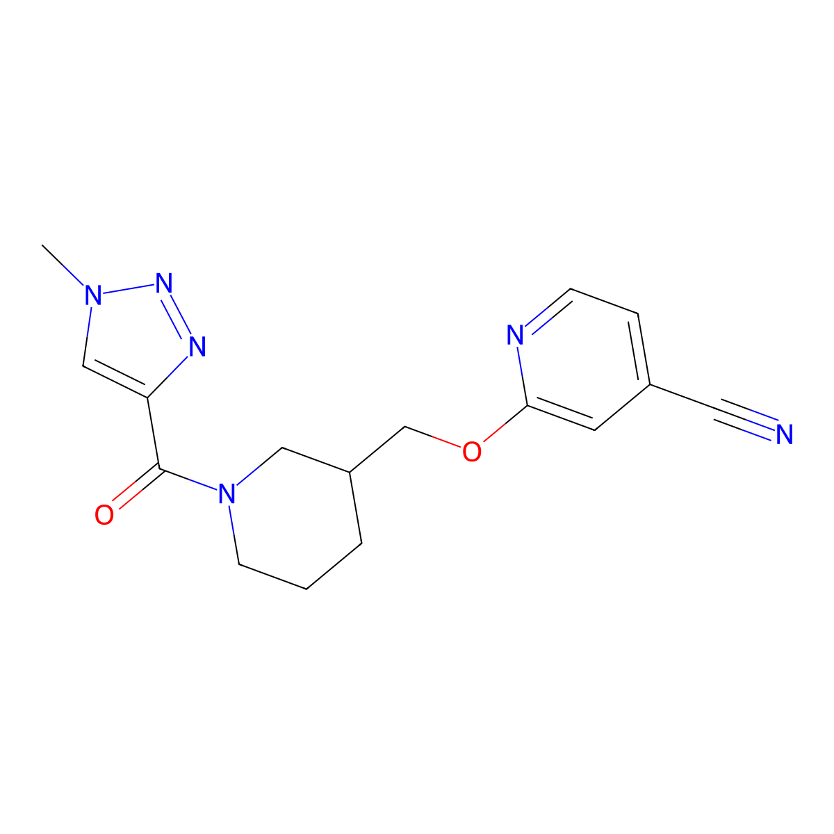 2-{[1-(1-methyl-1H-1,2,3-triazole-4-carbonyl)piperidin-3-yl]methoxy}pyridine-4-carbonitrile molecular structure, CAS 2379949-20-7
