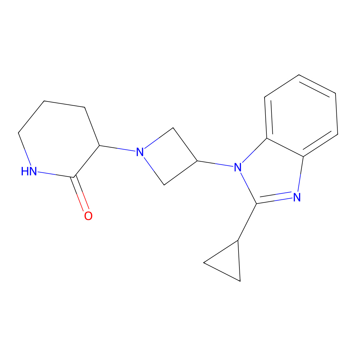 3-[3-(2-cyclopropyl-1H-1,3-benzodiazol-1-yl)azetidin-1-yl]piperidin-2-one molecular structure, CAS 2379949-28-5