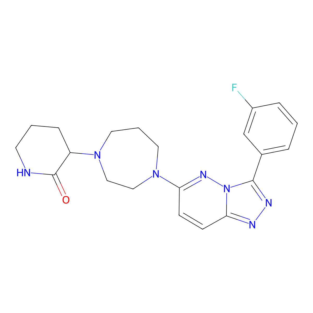 3-[4-[3-(3-Fluorophenyl)-[1,2,4]triazolo[4,3-b]pyridazin-6-yl]-1,4-diazepan-1-yl]piperidin-2-one molecular structure, CAS 2379949-34-3