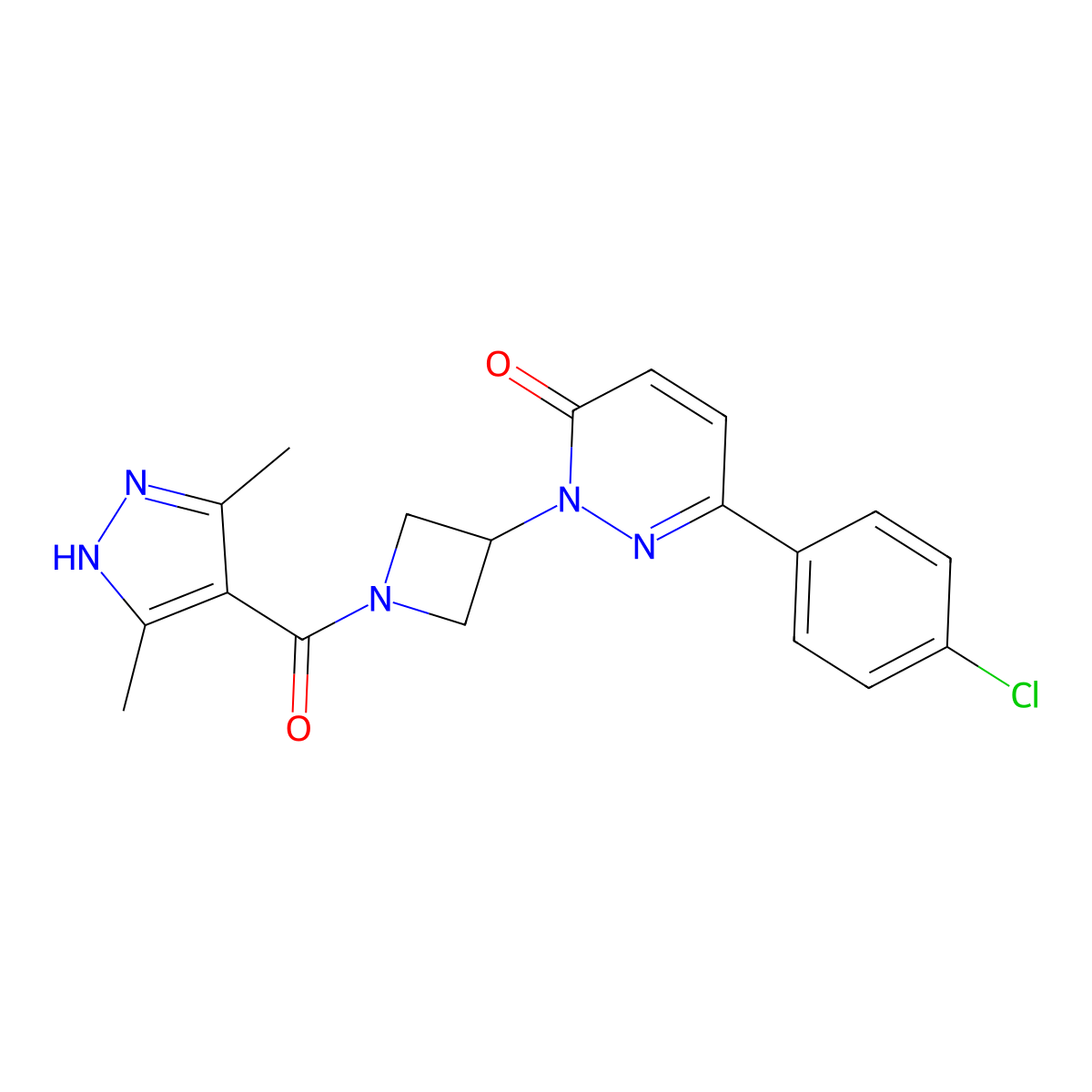 6-(4-chlorophenyl)-2-[1-(3,5-dimethyl-1H-pyrazole-4-carbonyl)azetidin-3-yl]-2,3-dihydropyridazin-3-one molecular structure, CAS 2379949-40-1