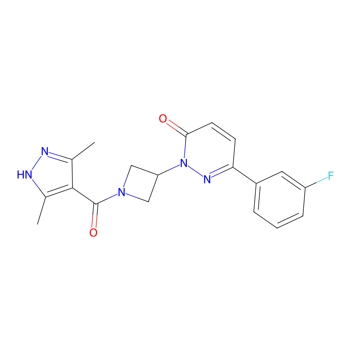 2-[1-(3,5-dimethyl-1H-pyrazole-4-carbonyl)azetidin-3-yl]-6-(3-fluorophenyl)-2,3-dihydropyridazin-3-one molecular structure, CAS 2379949-46-7