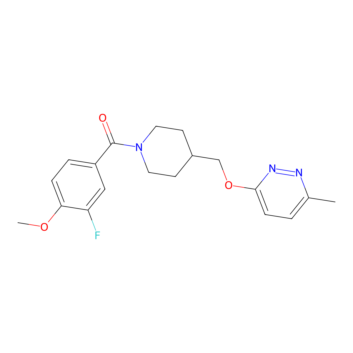 3-{[1-(3-Fluoro-4-methoxybenzoyl)piperidin-4-yl]methoxy}-6-methylpyridazine molecular structure, CAS 2379949-50-3
