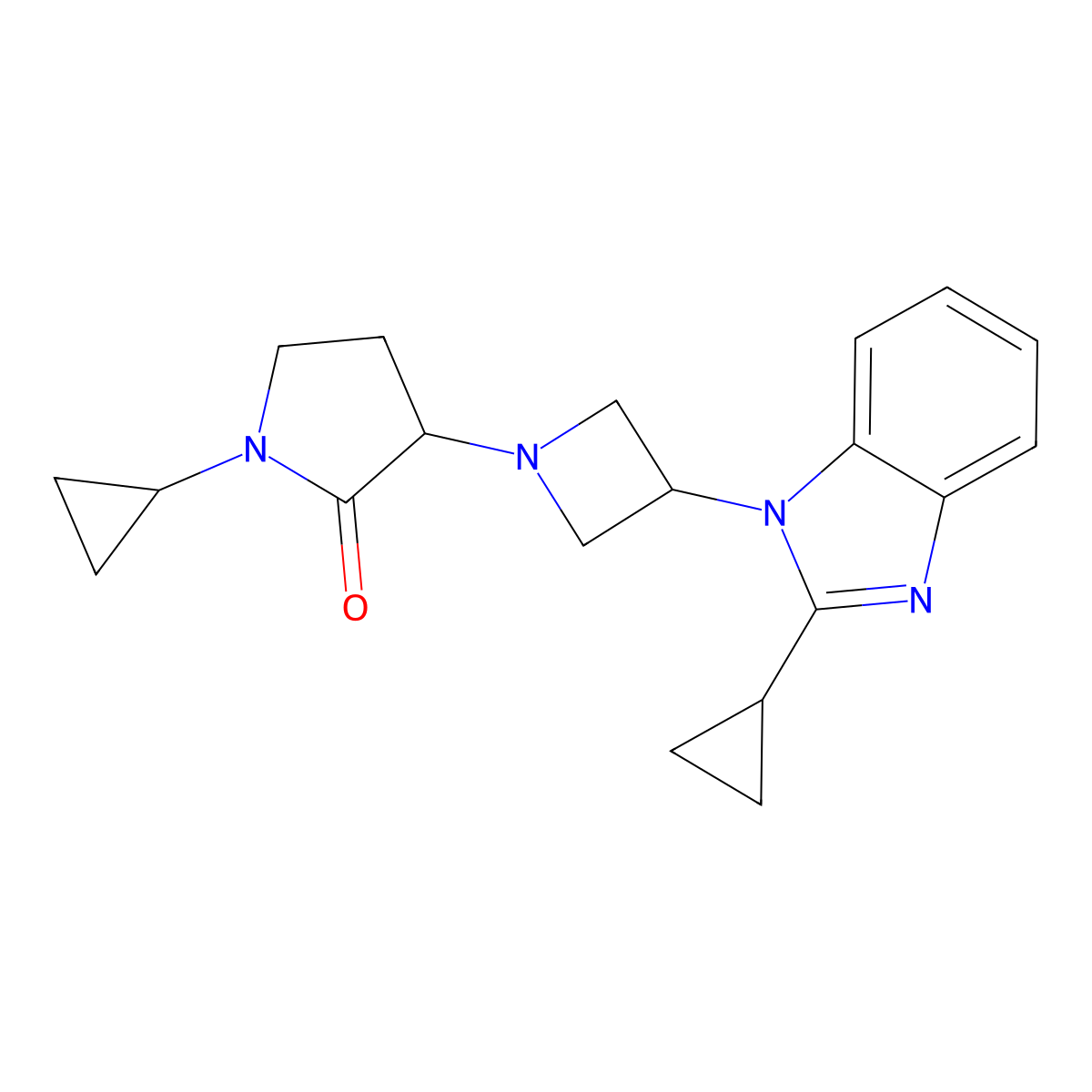 1-cyclopropyl-3-[3-(2-cyclopropyl-1H-1,3-benzodiazol-1-yl)azetidin-1-yl]pyrrolidin-2-one molecular structure, CAS 2379949-62-7