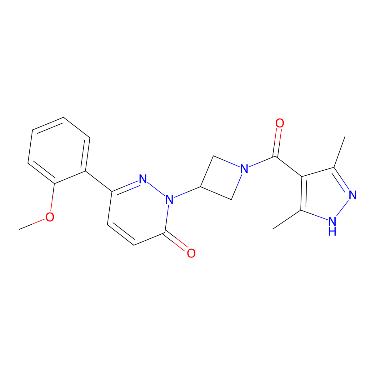 2-[1-(3,5-dimethyl-1H-pyrazole-4-carbonyl)azetidin-3-yl]-6-(2-methoxyphenyl)-2,3-dihydropyridazin-3-one molecular structure, CAS 2379949-63-8
