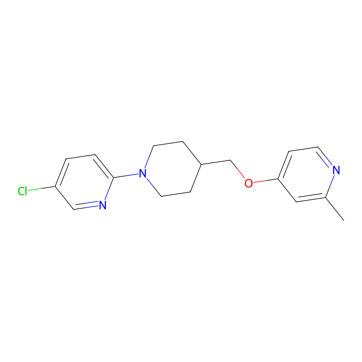 5-Chloro-2-(4-{[(2-methylpyridin-4-yl)oxy]methyl}piperidin-1-yl)pyridine molecular structure, CAS 2379949-70-7