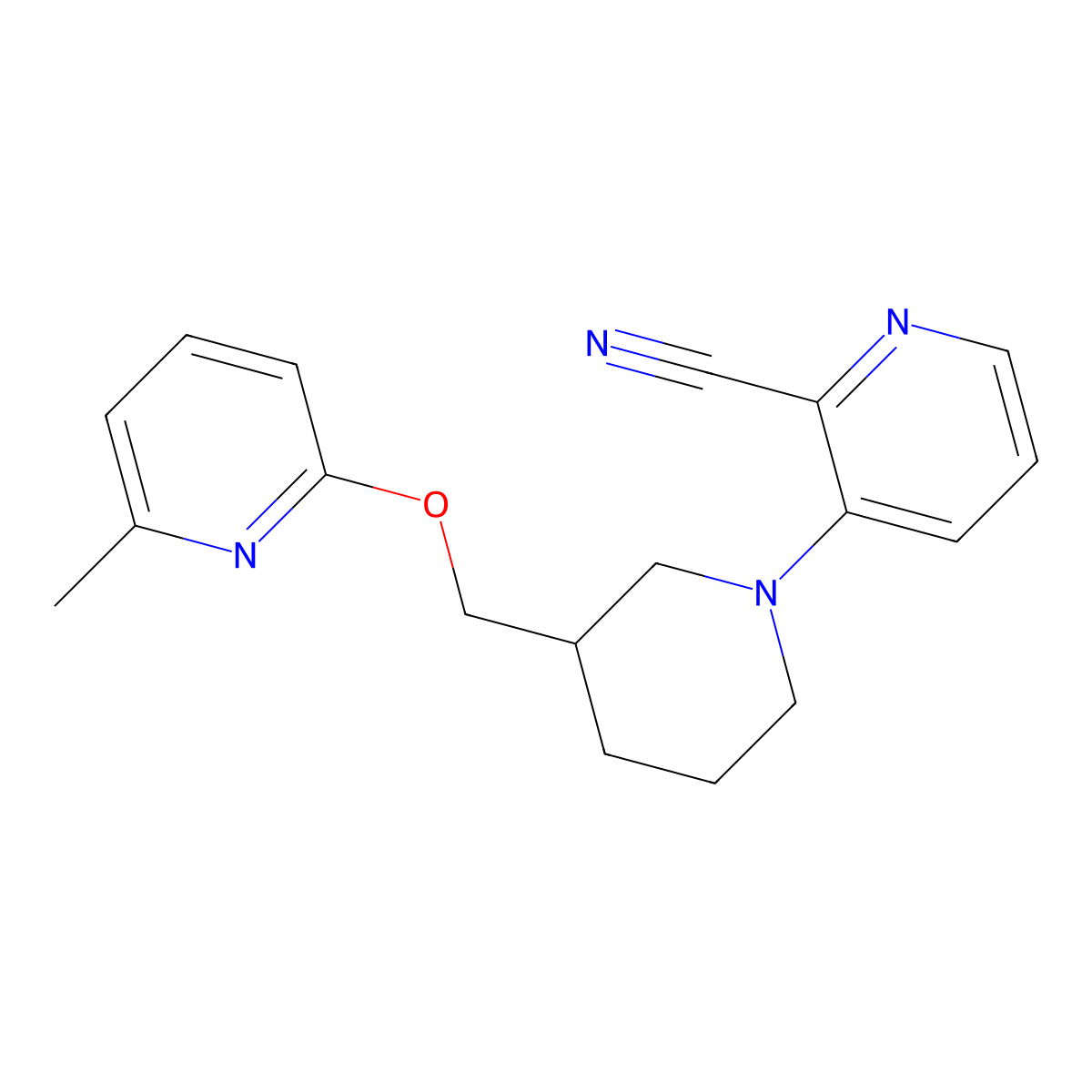 3-(3-{[(6-Methylpyridin-2-yl)oxy]methyl}piperidin-1-yl)pyridine-2-carbonitrile molecular structure, CAS 2379949-81-0