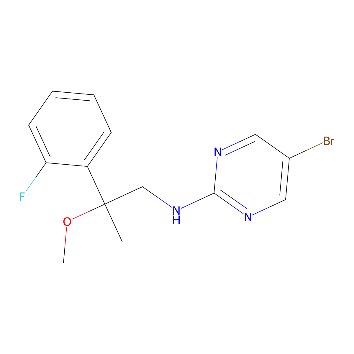 5-Bromo-N-[2-(2-fluorophenyl)-2-methoxypropyl]pyrimidin-2-amine molecular structure, CAS 2379950-03-3